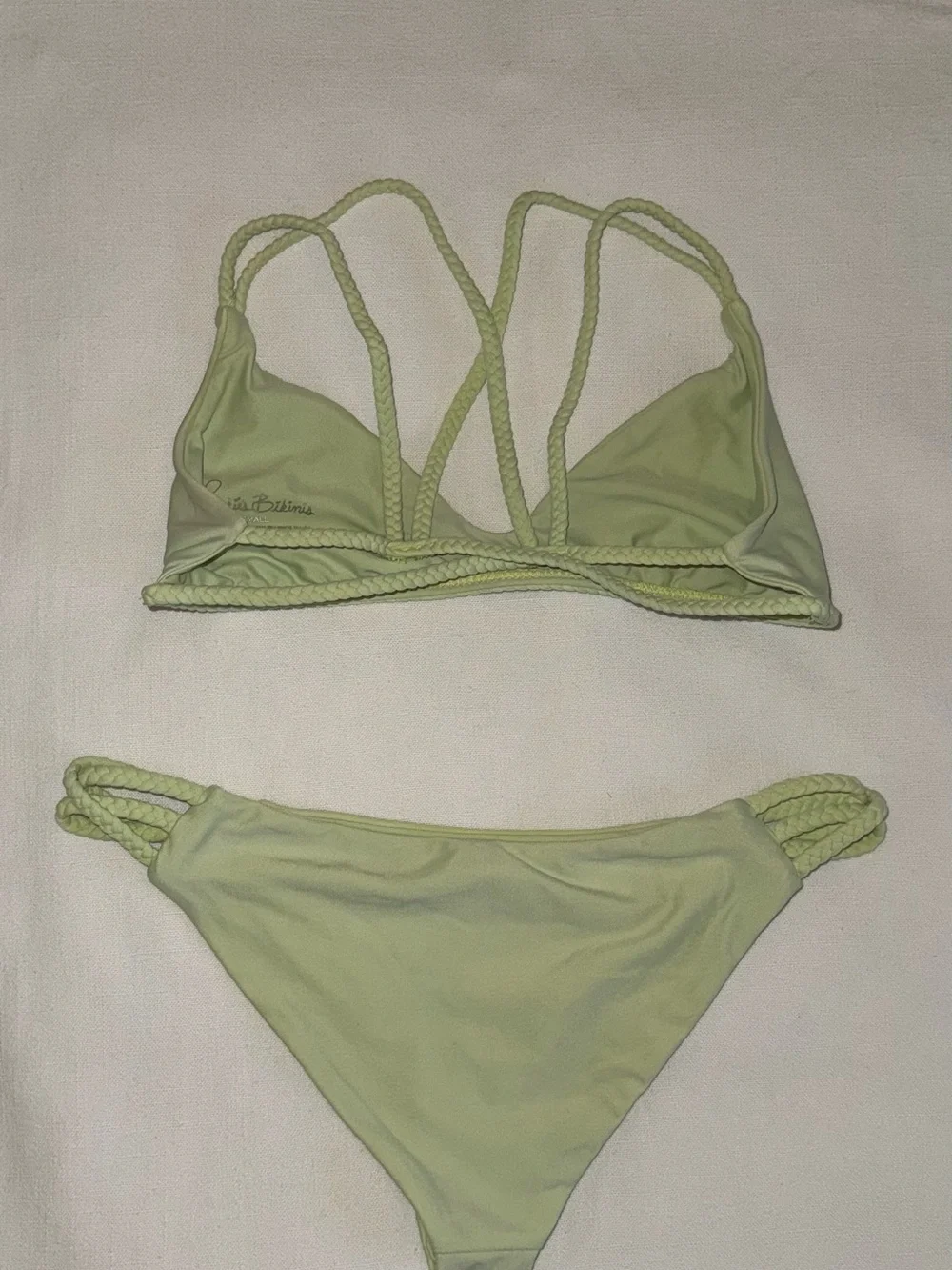 Frankie’s Bikinis Lime Green Braided Strap Bikini Set